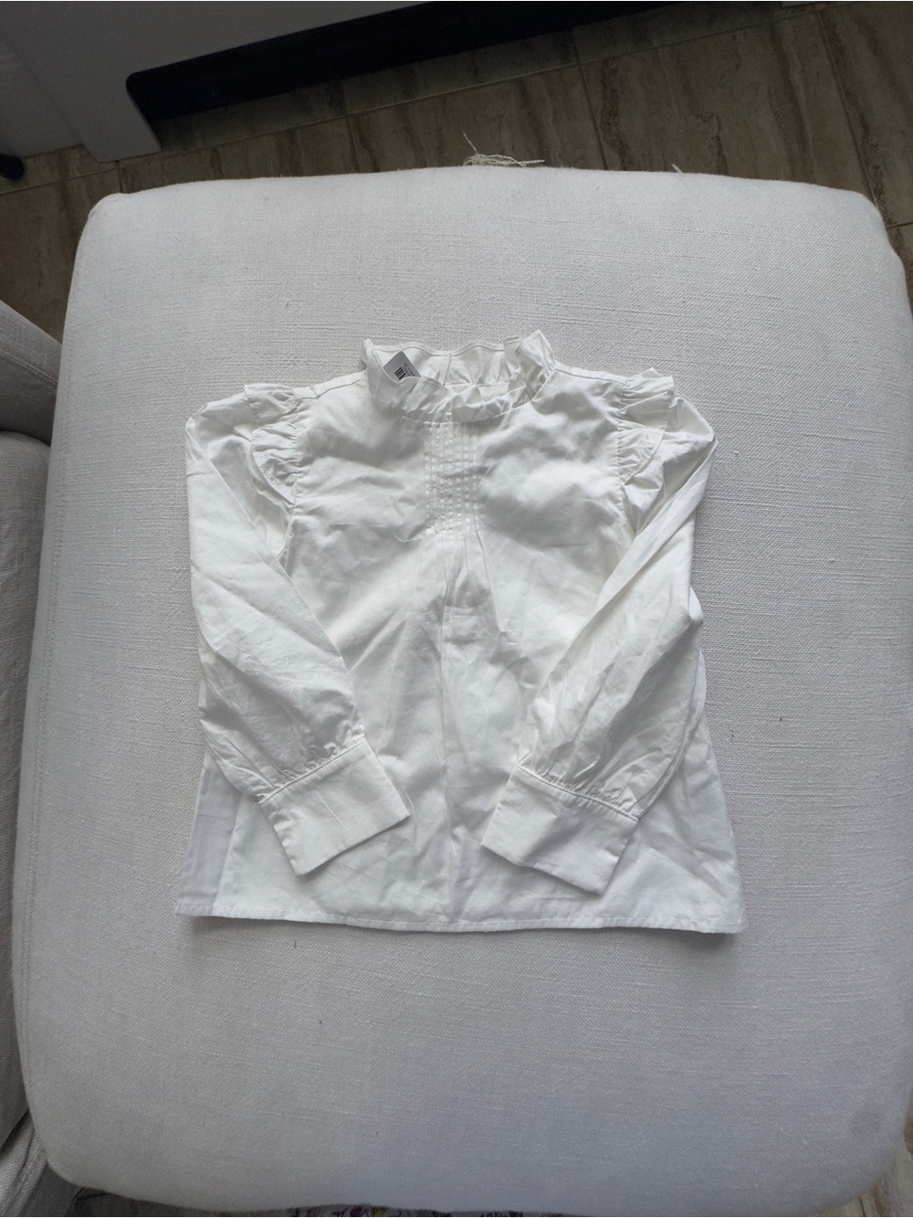 Janie and Jack White Ruffled Pintuck Long-Sleeve Blouse